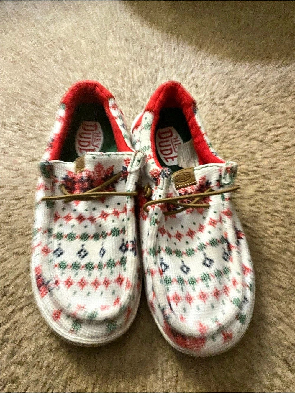 Hey Dude Wally ugly sweater Patterned Sneakers US youth size 1